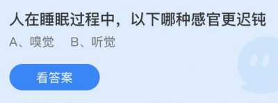 人在睡眠过程中以下哪种感官更迟钝？蚂蚁庄园