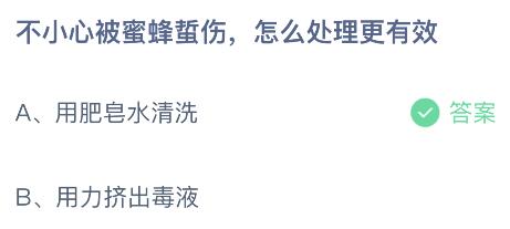 不小心被蜜蜂蛰伤怎么处理更有效？蚂蚁庄园今日答案最新10.19