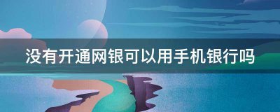 没有开通网银可以用手机银行吗？戳这里为你解