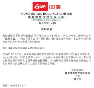 国美电器多个破产申请被驳回 公司累计被执行金