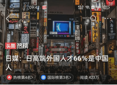 日本66%的高端外国人才是中国人 值得反思!