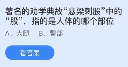 悬梁刺股的股是指身体的哪个部位？蚂蚁庄园2月25日答案