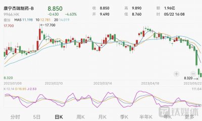 瑞科生物-B(02179)股价跌超15%创上市新低 领衔港股