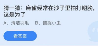 麻雀经常在沙子里拍打翅膀这是为了？蚂蚁庄园