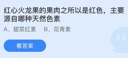 红心红龙果的果肉之所以是红色主要源自哪种天然色素？蚂蚁庄园9.13今日答案最新