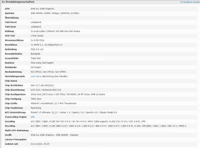 Intel Arc A580显卡终亮相：256bit显存 频率可达2000