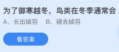 为了御寒越冬鸟类在冬季通常会怎样？蚂蚁庄园