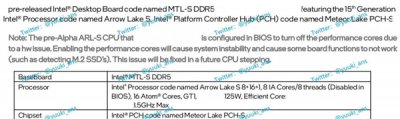 英特尔Arrow Lake-S台式机CPU规格曝光：24核32线程、