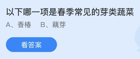 以下哪一项是春季常见的芽类蔬菜？蚂蚁庄园小鸡课堂最新答案3月26日