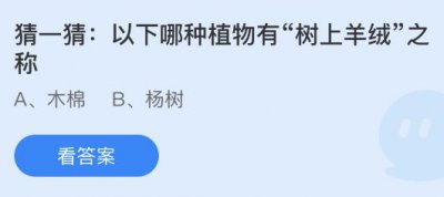 以下哪种植物有“树上羊绒”之称？蚂蚁庄园6