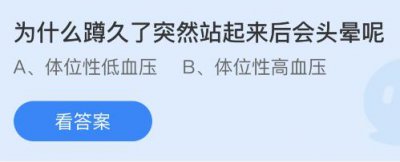 为什么蹲久了突然站起来后会头晕呢？蚂蚁庄园