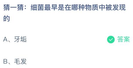 细菌最早是在哪种物质中被发现的？12月18日蚂蚁庄园课堂最新答案
