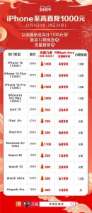 苹果天猫年货节大放价！iPhone 16系列 降千元