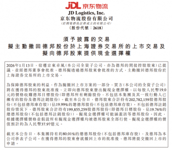 京东物流拟私有化德邦股份并促其